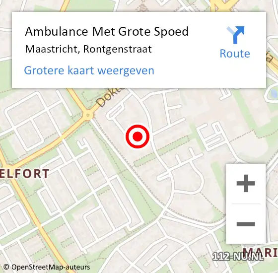 Locatie op kaart van de 112 melding: Ambulance Met Grote Spoed Naar Maastricht, Rontgenstraat op 25 september 2014 09:51