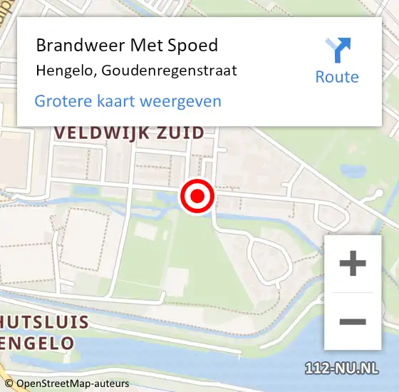 Locatie op kaart van de 112 melding: Brandweer Met Spoed Naar Hengelo, Goudenregenstraat op 9 februari 2024 12:52