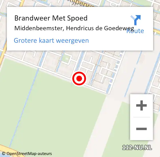 Locatie op kaart van de 112 melding: Brandweer Met Spoed Naar Middenbeemster, Hendricus de Goedeweg op 9 februari 2024 13:25