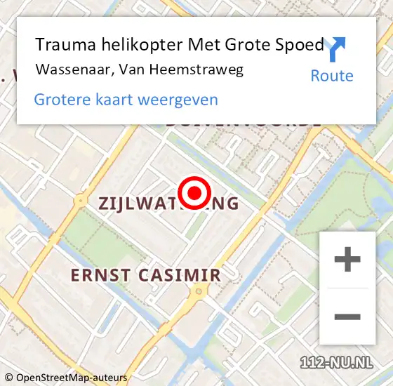 Locatie op kaart van de 112 melding: Trauma helikopter Met Grote Spoed Naar Wassenaar, Van Heemstraweg op 9 februari 2024 13:26