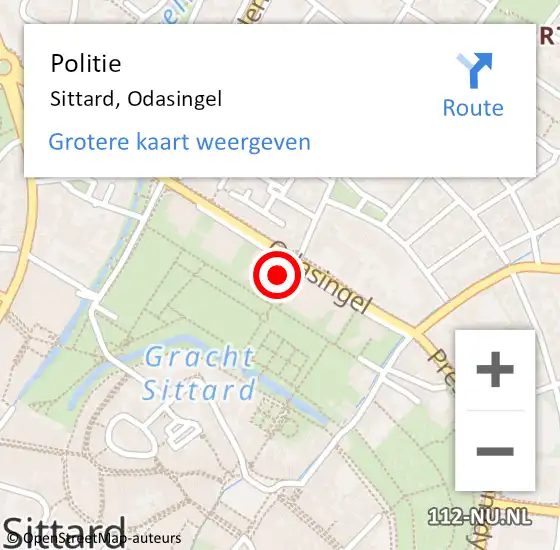 Locatie op kaart van de 112 melding: Politie Sittard, Odasingel op 9 februari 2024 13:26