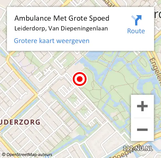 Locatie op kaart van de 112 melding: Ambulance Met Grote Spoed Naar Leiderdorp, Van Diepeningenlaan op 9 februari 2024 13:41