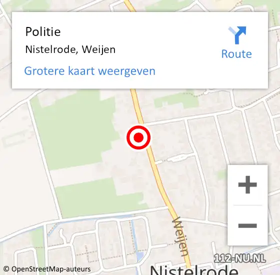 Locatie op kaart van de 112 melding: Politie Nistelrode, Weijen op 9 februari 2024 13:48