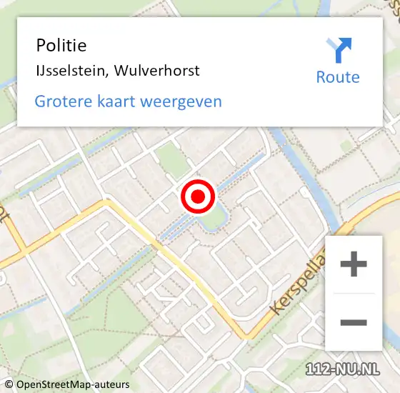 Locatie op kaart van de 112 melding: Politie IJsselstein, Wulverhorst op 9 februari 2024 13:50