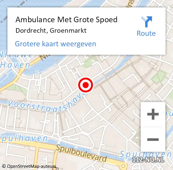 Locatie op kaart van de 112 melding: Ambulance Met Grote Spoed Naar Dordrecht, Groenmarkt op 9 februari 2024 13:52