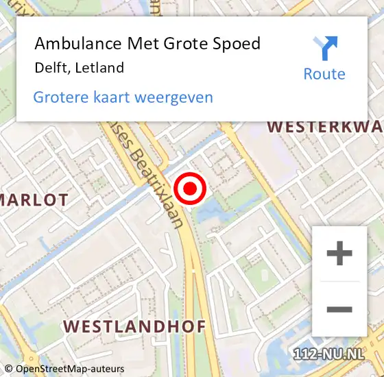 Locatie op kaart van de 112 melding: Ambulance Met Grote Spoed Naar Delft, Letland op 9 februari 2024 13:55