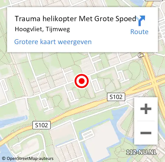 Locatie op kaart van de 112 melding: Trauma helikopter Met Grote Spoed Naar Hoogvliet, Tijmweg op 9 februari 2024 14:12