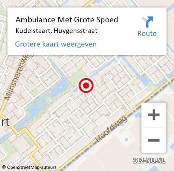 Locatie op kaart van de 112 melding: Ambulance Met Grote Spoed Naar Kudelstaart, Huygensstraat op 9 februari 2024 14:21