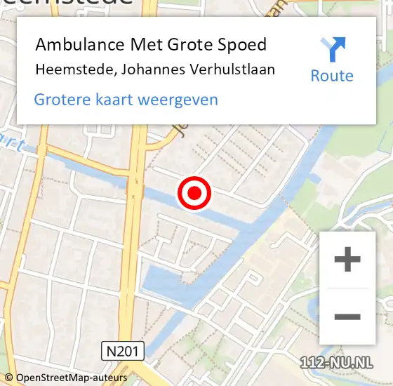 Locatie op kaart van de 112 melding: Ambulance Met Grote Spoed Naar Heemstede, Johannes Verhulstlaan op 9 februari 2024 14:24