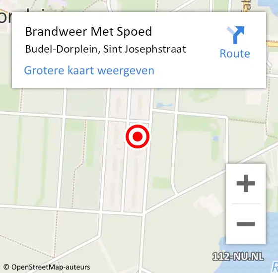 Locatie op kaart van de 112 melding: Brandweer Met Spoed Naar Budel-Dorplein, Sint Josephstraat op 9 februari 2024 14:39
