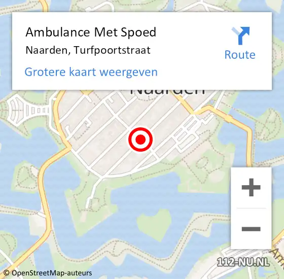 Locatie op kaart van de 112 melding: Ambulance Met Spoed Naar Naarden, Turfpoortstraat op 15 oktober 2013 15:44