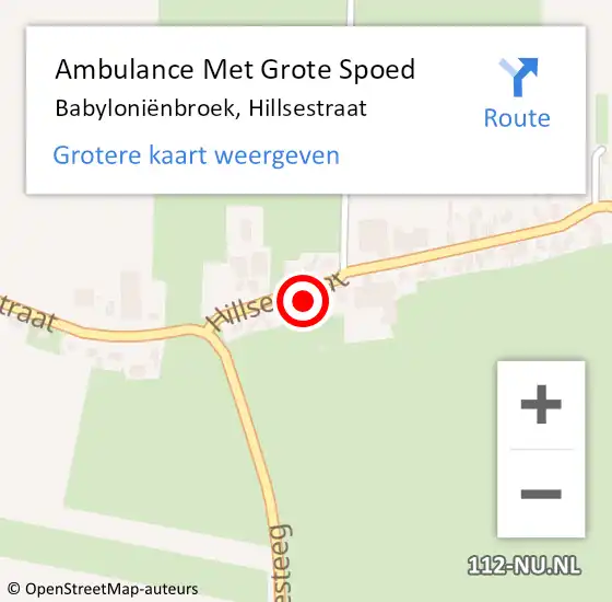 Locatie op kaart van de 112 melding: Ambulance Met Grote Spoed Naar Babyloniënbroek, Hillsestraat op 9 februari 2024 14:56