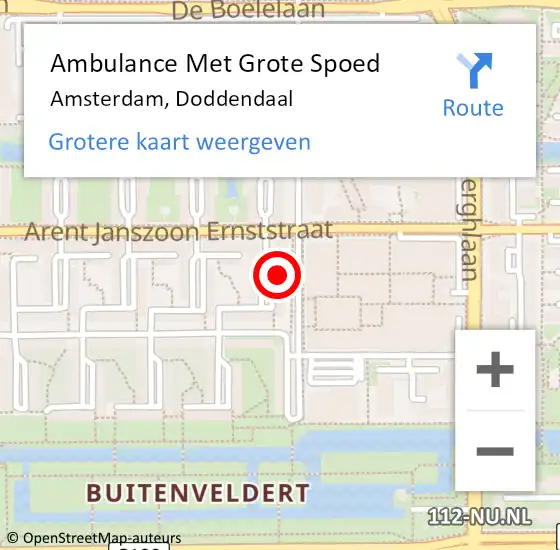 Locatie op kaart van de 112 melding: Ambulance Met Grote Spoed Naar Amsterdam, Doddendaal op 9 februari 2024 14:59