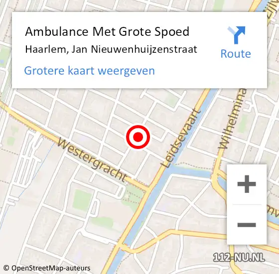 Locatie op kaart van de 112 melding: Ambulance Met Grote Spoed Naar Haarlem, Jan Nieuwenhuijzenstraat op 9 februari 2024 15:01