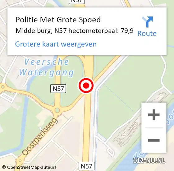 Locatie op kaart van de 112 melding: Politie Met Grote Spoed Naar Middelburg, N57 hectometerpaal: 79,9 op 9 februari 2024 15:06