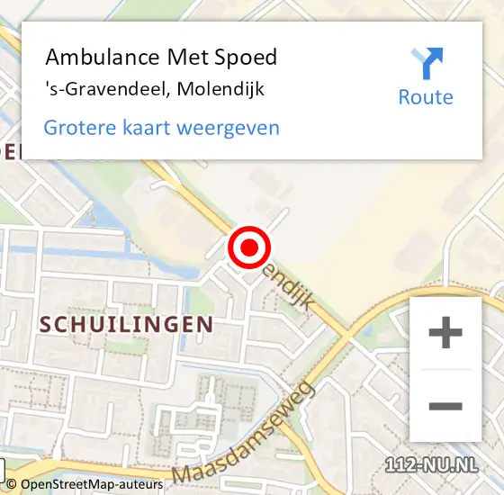 Locatie op kaart van de 112 melding: Ambulance Met Spoed Naar 's-Gravendeel, Molendijk op 9 februari 2024 15:38