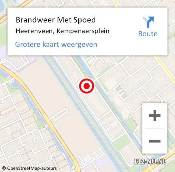 Locatie op kaart van de 112 melding: Brandweer Met Spoed Naar Heerenveen, Kempenaersplein op 9 februari 2024 15:46