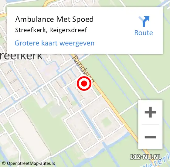 Locatie op kaart van de 112 melding: Ambulance Met Spoed Naar Streefkerk, Reigersdreef op 9 februari 2024 15:57