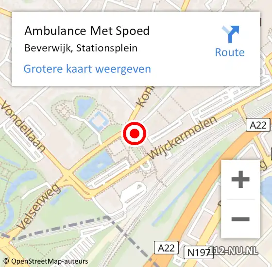 Locatie op kaart van de 112 melding: Ambulance Met Spoed Naar Beverwijk, Stationsplein op 9 februari 2024 16:06