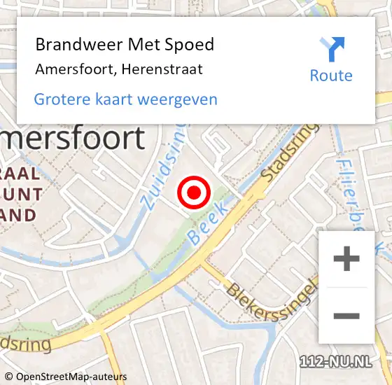 Locatie op kaart van de 112 melding: Brandweer Met Spoed Naar Amersfoort, Herenstraat op 9 februari 2024 16:19