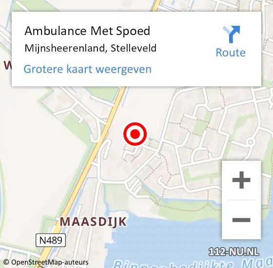 Locatie op kaart van de 112 melding: Ambulance Met Spoed Naar Mijnsheerenland, Stelleveld op 9 februari 2024 16:25