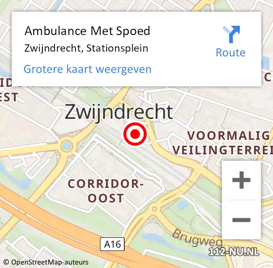 Locatie op kaart van de 112 melding: Ambulance Met Spoed Naar Zwijndrecht, Stationsplein op 9 februari 2024 16:35