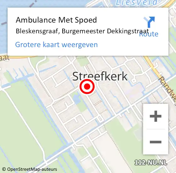 Locatie op kaart van de 112 melding: Ambulance Met Spoed Naar Bleskensgraaf, Burgemeester Dekkingstraat op 9 februari 2024 16:37