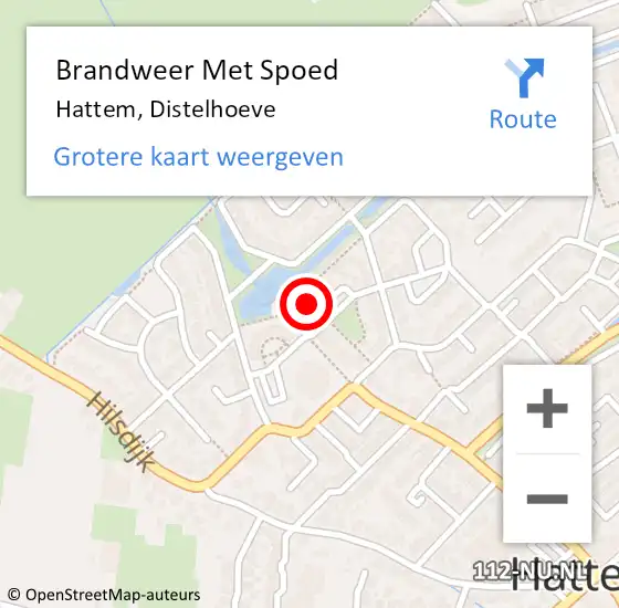 Locatie op kaart van de 112 melding: Brandweer Met Spoed Naar Hattem, Distelhoeve op 9 februari 2024 16:37