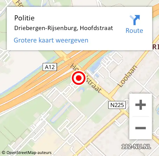 Locatie op kaart van de 112 melding: Politie Driebergen-Rijsenburg, Hoofdstraat op 9 februari 2024 16:42