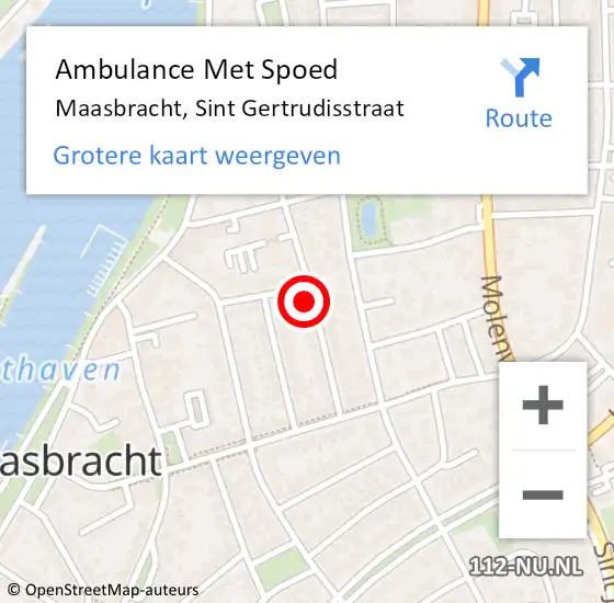 Locatie op kaart van de 112 melding: Ambulance Met Spoed Naar Maasbracht, Sint Gertrudisstraat op 9 februari 2024 17:14