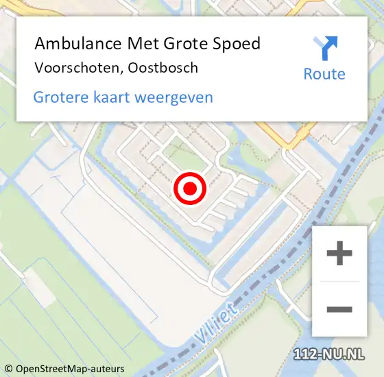 Locatie op kaart van de 112 melding: Ambulance Met Grote Spoed Naar Voorschoten, Oostbosch op 9 februari 2024 17:15