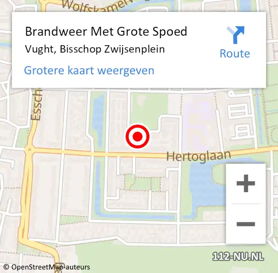 Locatie op kaart van de 112 melding: Brandweer Met Grote Spoed Naar Vught, Bisschop Zwijsenplein op 9 februari 2024 17:28