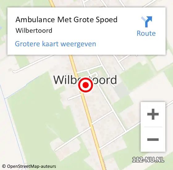 Locatie op kaart van de 112 melding: Ambulance Met Grote Spoed Naar Wilbertoord op 9 februari 2024 17:41