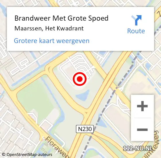 Locatie op kaart van de 112 melding: Brandweer Met Grote Spoed Naar Maarssen, Het Kwadrant op 9 februari 2024 17:54