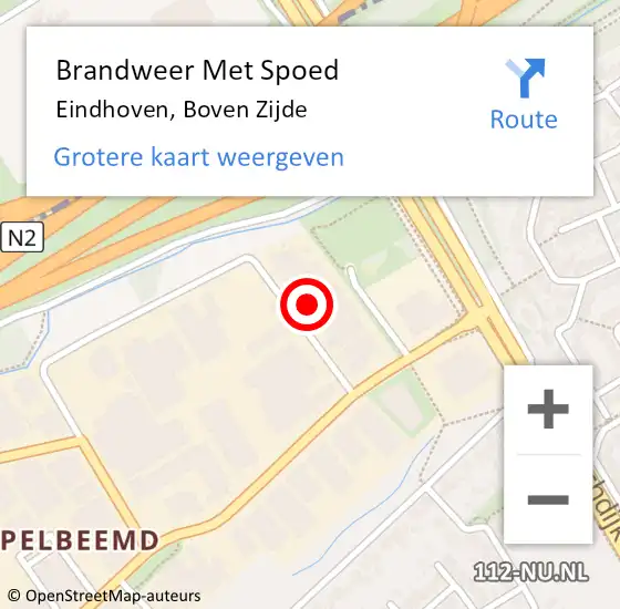 Locatie op kaart van de 112 melding: Brandweer Met Spoed Naar Eindhoven, Boven Zijde op 9 februari 2024 17:55