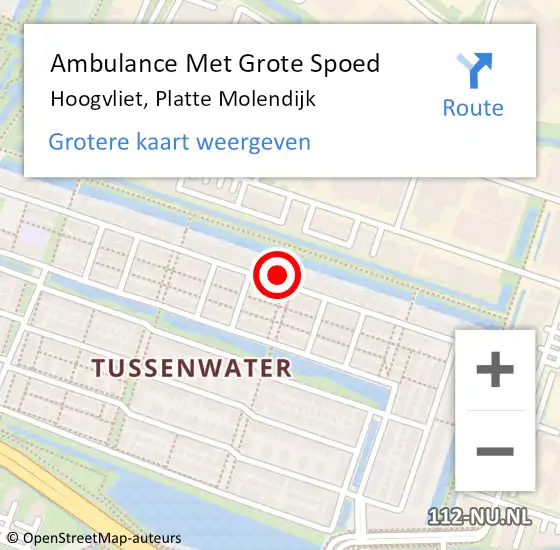 Locatie op kaart van de 112 melding: Ambulance Met Grote Spoed Naar Hoogvliet, Platte Molendijk op 9 februari 2024 18:04