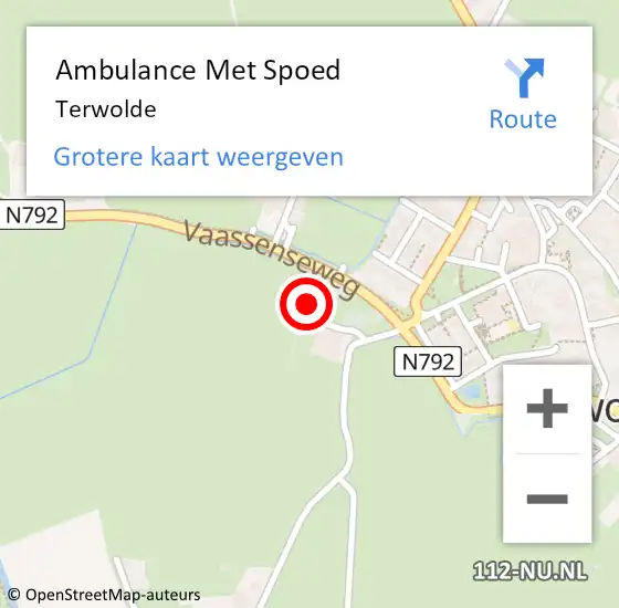 Locatie op kaart van de 112 melding: Ambulance Met Spoed Naar Terwolde op 9 februari 2024 18:21