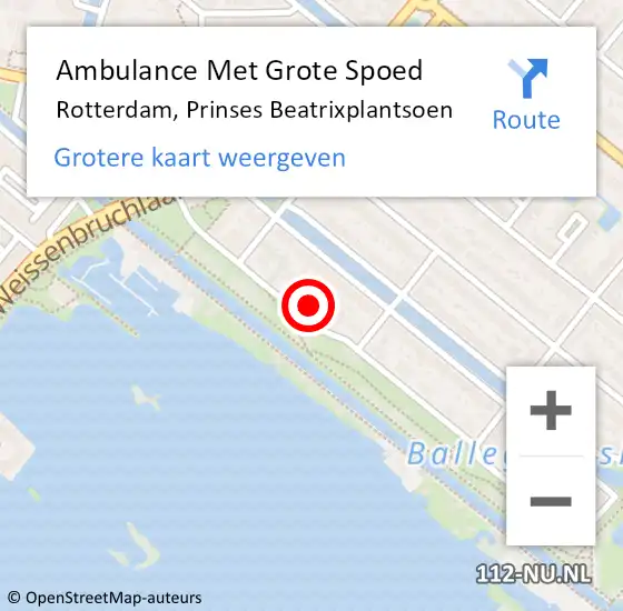 Locatie op kaart van de 112 melding: Ambulance Met Grote Spoed Naar Rotterdam, Prinses Beatrixplantsoen op 9 februari 2024 18:42