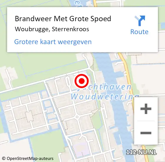 Locatie op kaart van de 112 melding: Brandweer Met Grote Spoed Naar Woubrugge, Sterrenkroos op 9 februari 2024 18:45