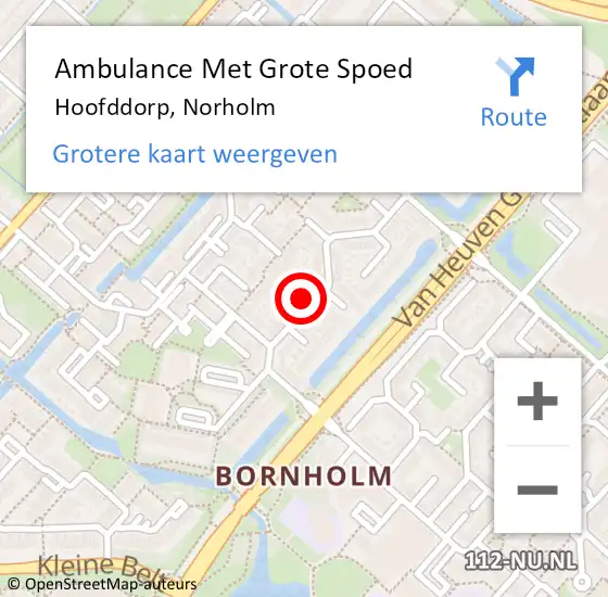 Locatie op kaart van de 112 melding: Ambulance Met Grote Spoed Naar Hoofddorp, Norholm op 9 februari 2024 19:29