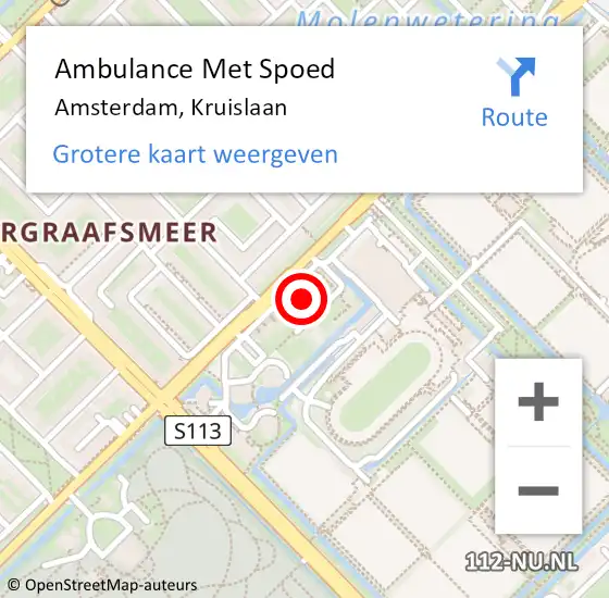 Locatie op kaart van de 112 melding: Ambulance Met Spoed Naar Amsterdam, Kruislaan op 9 februari 2024 19:47