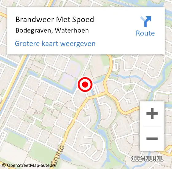 Locatie op kaart van de 112 melding: Brandweer Met Spoed Naar Bodegraven, Waterhoen op 9 februari 2024 19:58