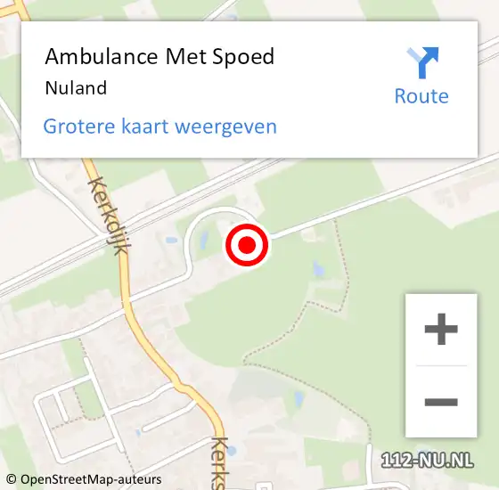 Locatie op kaart van de 112 melding: Ambulance Met Spoed Naar Nuland op 9 februari 2024 20:28