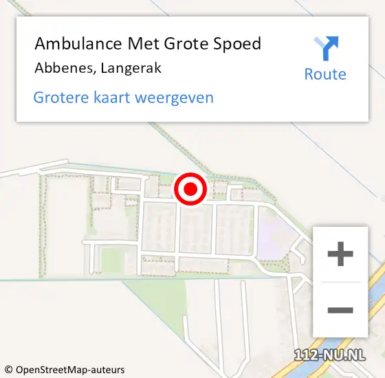 Locatie op kaart van de 112 melding: Ambulance Met Grote Spoed Naar Abbenes, Langerak op 9 februari 2024 20:51
