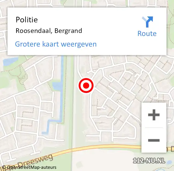 Locatie op kaart van de 112 melding: Politie Roosendaal, Bergrand op 9 februari 2024 21:08