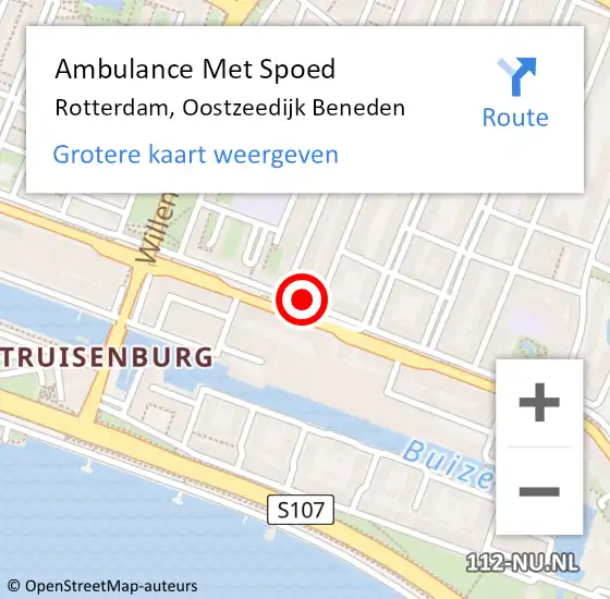 Locatie op kaart van de 112 melding: Ambulance Met Spoed Naar Rotterdam, Oostzeedijk Beneden op 9 februari 2024 21:08