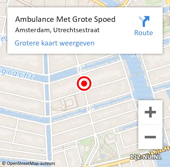 Locatie op kaart van de 112 melding: Ambulance Met Grote Spoed Naar Amsterdam, Utrechtsestraat op 9 februari 2024 21:31