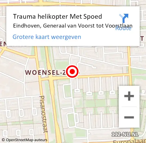 Locatie op kaart van de 112 melding: Trauma helikopter Met Spoed Naar Eindhoven, Generaal van Voorst tot Voorstlaan op 9 februari 2024 21:44