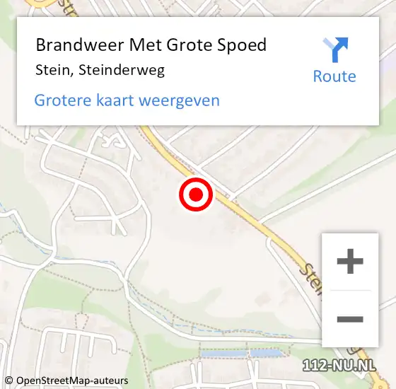 Locatie op kaart van de 112 melding: Brandweer Met Grote Spoed Naar Stein, Steinderweg op 9 februari 2024 22:10