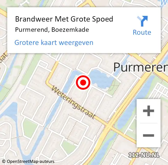 Locatie op kaart van de 112 melding: Brandweer Met Grote Spoed Naar Purmerend, Boezemkade op 9 februari 2024 22:48